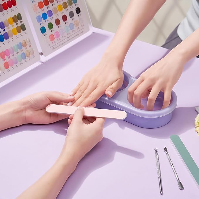 Dual Nail Soaking Bowl Acetone Proof: Soak Off Gel Nail Polish Dip Powder Remover Bowl- Cut the Soaking Time in Half Manicure Bowl for Salon Home
