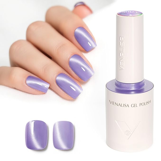 VENALISA Cat Eye Gel Nail Polish 1 Pcs 10ML Shimmer Purple Glitter Magnetic Gel Polish Soak Off Salon Manicure DIY at Home Nail Art For Girls Women