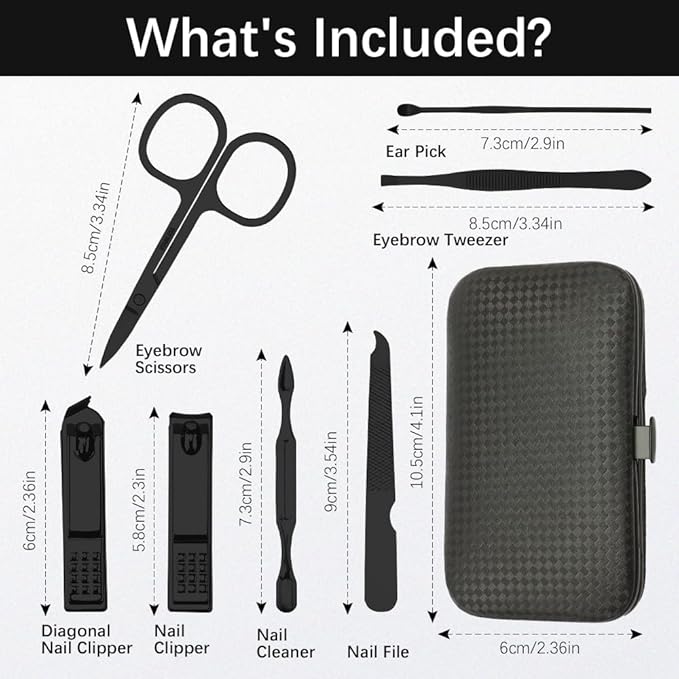 Manicure Set, Nail Clipper Set 7 in 1 Manicure Kit Stainless Steel Nail Clipper Kit Pedicure Kit Portable Nail Grooming Kit Fingernail Toenail Clippers Mothers Day Gifts for Women Men Boyfriend