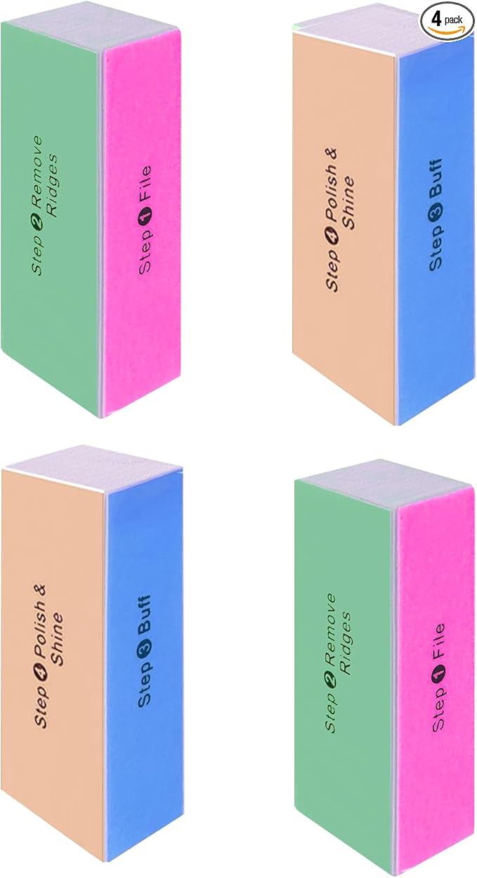 SKYPIA 4 Way Nail Buffer Block Nail Files and Buffers, Smooth & Buff & Shine Professional Nail Files (4 Counts)