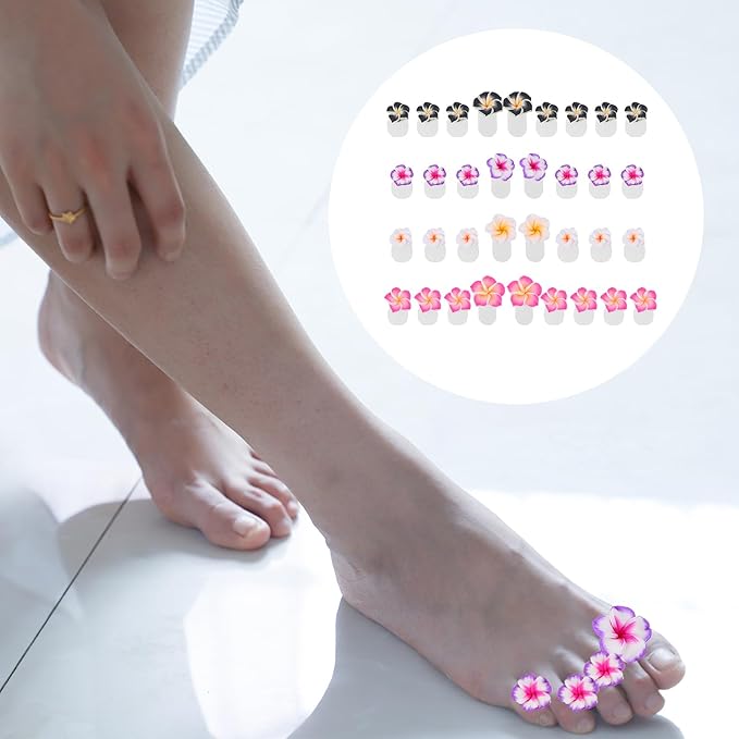 DOITOOL Silicone Toe Separators for Pedicure 32Pcs Reusable Toe Spreaders Flower-Shaped Soft Dividers for Nail Art Spa and Home Pedicure Care