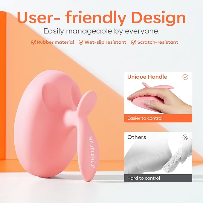 Modelones Glass Foot File, Professional Foot Scrubber and Callus Remover, Heel Scraper for Cracked Heels, Dead Skin Remover, Foot Buffer for Soft Feet, Safe Pedicure Tool with Anti-Slip Handle
