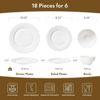 18Pc Rhombus Edge White Bone China Set, Service - Image 2