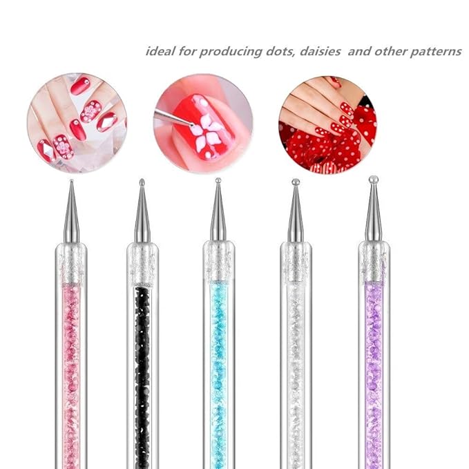Resin Nail Art Palette with 5 Pcs Nail Art Brushes, Nail Polish Mixing Palette Double-Ended Dotting Pen Nail Art Liner Brush for Nail Art