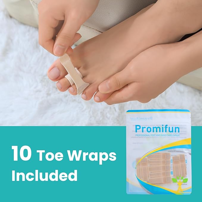 10 Pack Fabric Hammer Toe Corrector, Reusable Broken Toe Protectors Taped Wraps, Hammertoe Straightener, Toe Splint for Broken Toe, Crooked Toes, Bent Toes （Brown+10S）