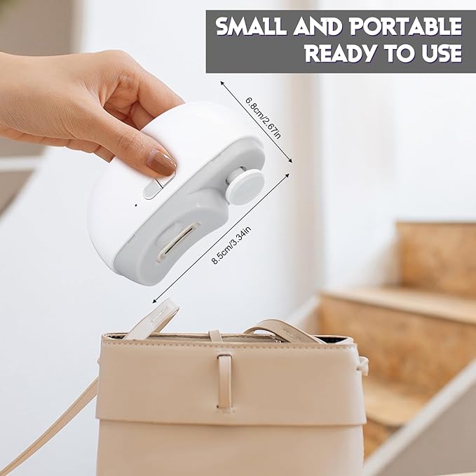 Automatic Nail Clipper Electric Nail Trimmer Polisher 3 in 1 Portable Fingernail Cutter with Light 2 Speeds File Nail Clip Storage Rechargeable Safety Trimmer for Seniors Adults Kids Baby (White)