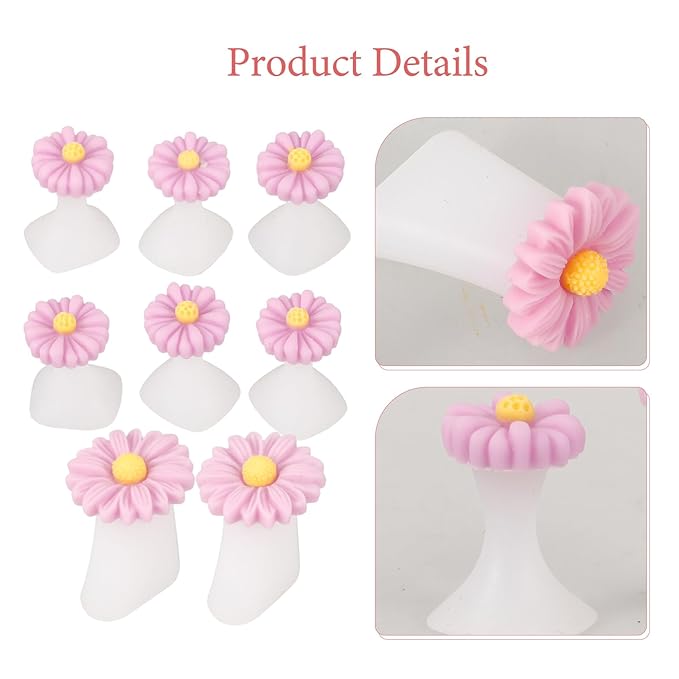 Uonlytech Shims 8Pcs Silicone Toe Separators, Daisy Flower Toe Separators Foot Toe Spacers Separators Bunion Corrector for Pedicures Nail Polish Salon, Purple Splitter