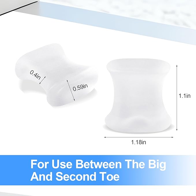 12 Pack Gel Toe Separators, Bunion Toe Spacers for Straightening Overlapping Toes, Hammertoe Corrector, Soft Silicone Bunion Pads for Women Men Toe Pain Relief (Clear)