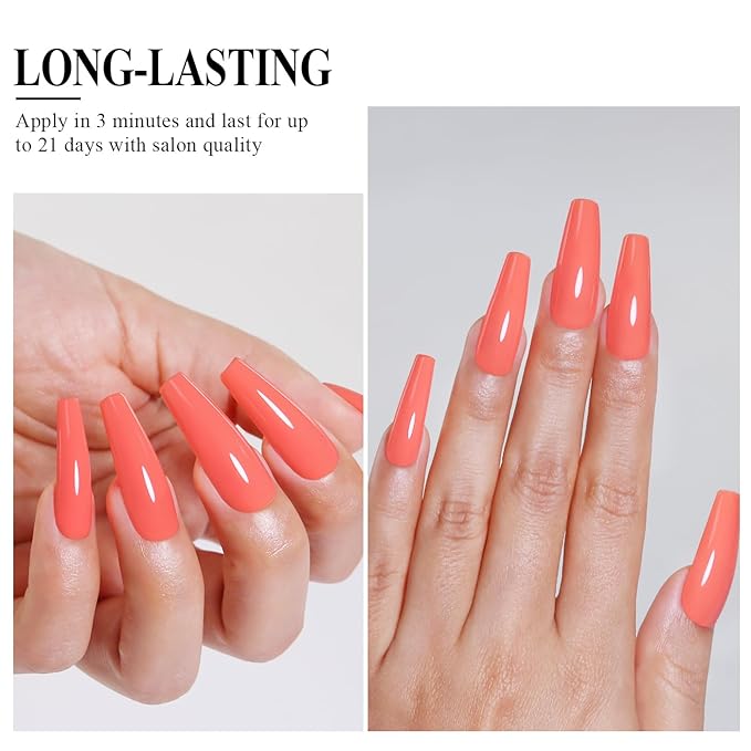 Imtiti Coral Gel Nail Polish, Coral Orange Peach Gel Polish High Gloss Soak Off UV LED Nail Gel Polish Spring Summer Art Manicure Salon DIY Design 10ML