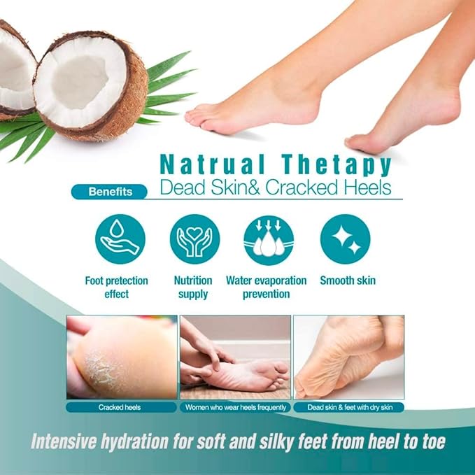 Epielle Intensive Repairing Foot Masks 6 Pairs, Deep Moisturizing Socks for Dry Feet & Cracked Heels, Repair with Coconut Oil & Milk Extract, Korean Skin Care, Spa Set, Self Care Gifts for Women
