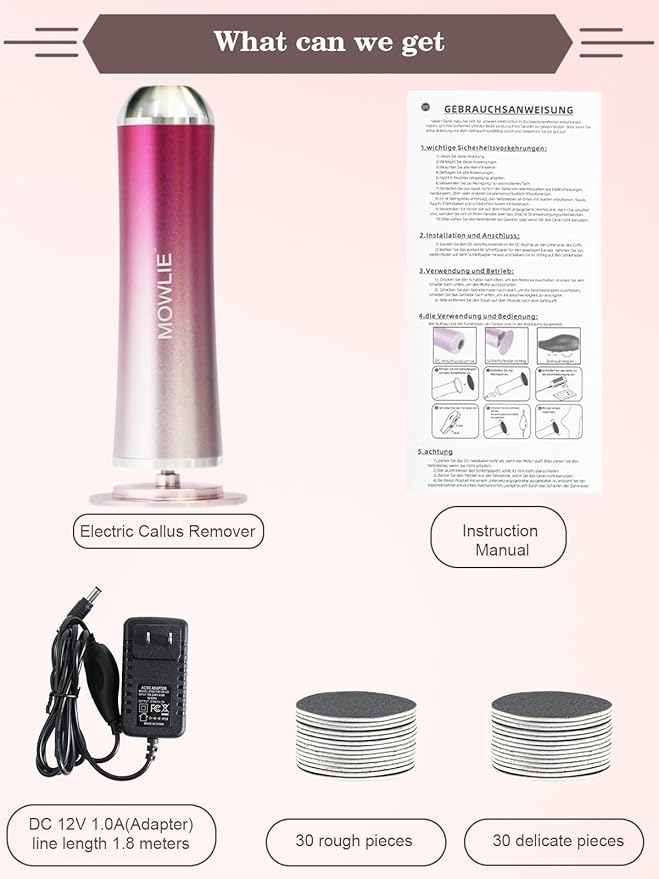 Electric Foot Callus Remover,Foot Scrubber & Callus Remover for Feet Foot Spa Pedicure Tool with 60 Grinding Discs Professional Electric Foot File Ideal (Light Pink)