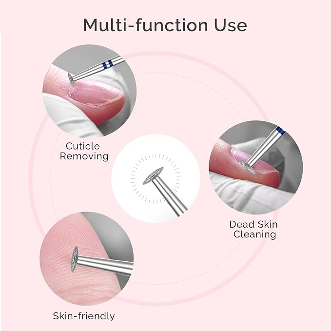 MelodySusie 5mm Umbrella Shape Cuticle Clean Nail Drill Bit 3/32'', Professional Safety Carbide Diamond Under Nail Cleaner for Cuticle Dead Skin Nail Prepare, Beginners Bits, Series Bit-S, Medium