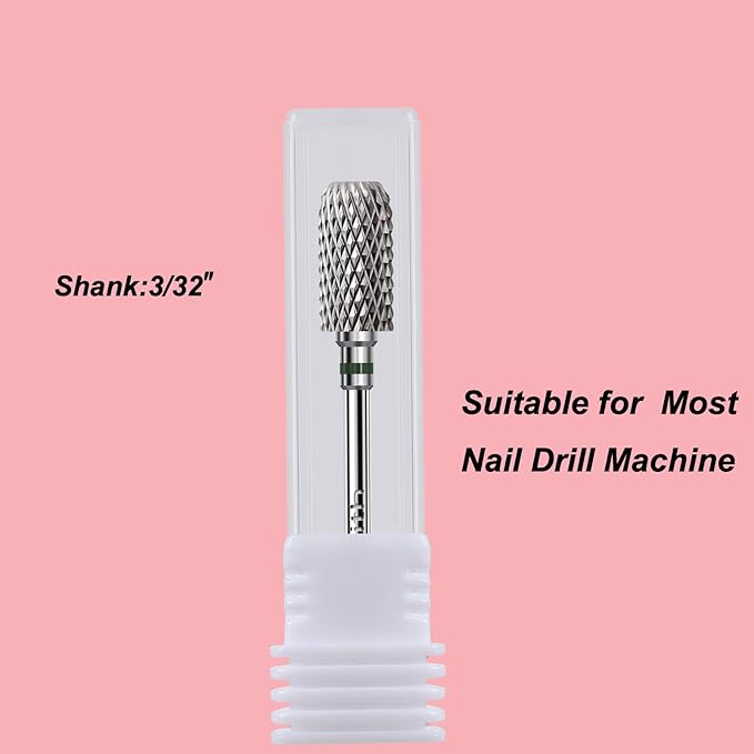 Nail Drill Bit 3/32”, Fast Remove for Acrylic or Hard Gel,Barrel Nail File Carbide Bit for Nail Cuticle Gel Dipping Powder Polishing, Professional Manicure Pedicure Nail Art Tool,Coarse