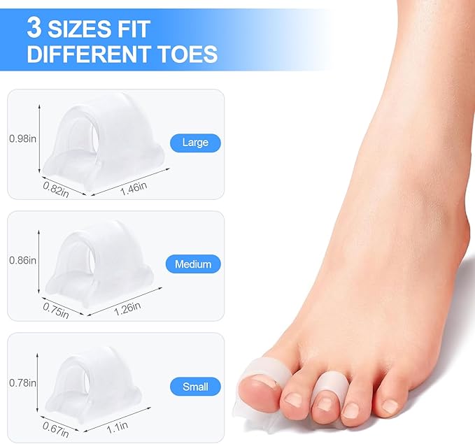 Hammer Toe Corrector, 6 Pack Toe Spacers, Toe Straighteners for Curled Toes, Bunion Corrector for Preventing Rubbing & Relieve Pressure (Small)