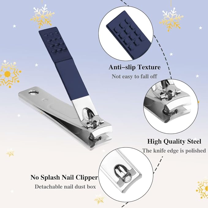 Men Stocking Stuffers for Christmas, Nail Care Kit for Men, 7 PCS Manicure and Pedicure Kit, Manicure Set Women Travel Nail Kit Nail Clipper Set Kit Tool Christmas Gift Mens Nail Grooming Kit(Blue)
