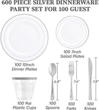 FOCUSLINE 600 Ct Silver Dinnerware Set - Image 2