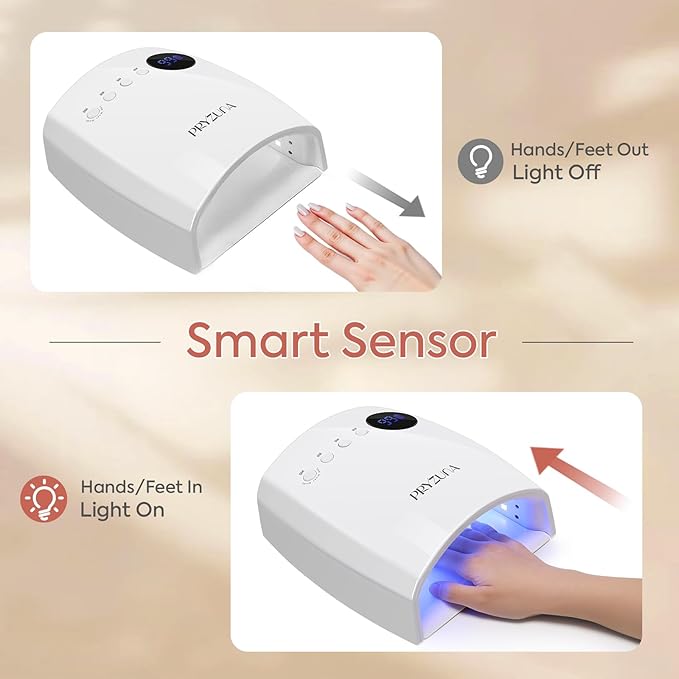 72W Cordless UV LED Nail Lamp, Professional UV Light for Gel Nails, Fast Curing Rechargeable Nail Dryer with 4 Timers, 45 Beads, Smart Sensor, Retractable Foot Stand, Portable Handle for Salon & Home