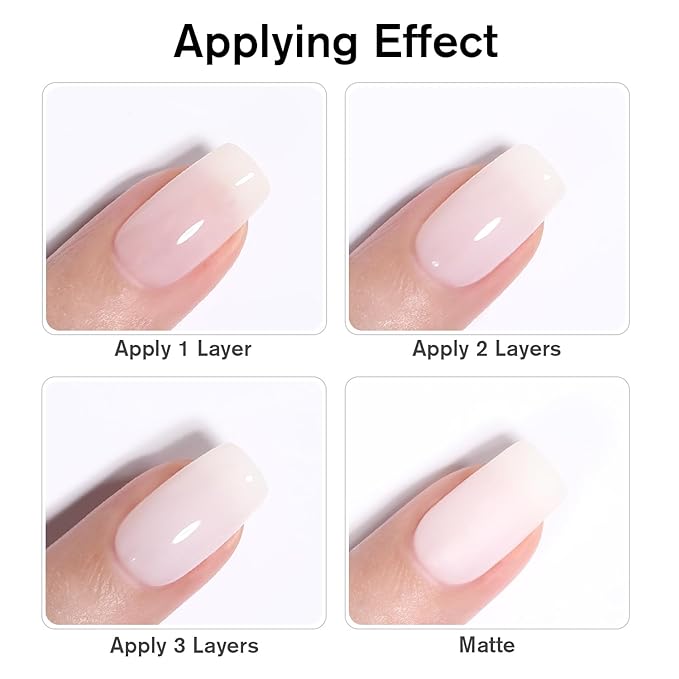 Milky White Gel Nail Polish, 15ml Natural Translucent Jelly Nude Color Soak Off UV Light Cure Gel Polish for Nail Art Salon DIY Manicure at Home