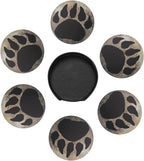 Bear Paw Print Premium Leather Coasters - Image 2
