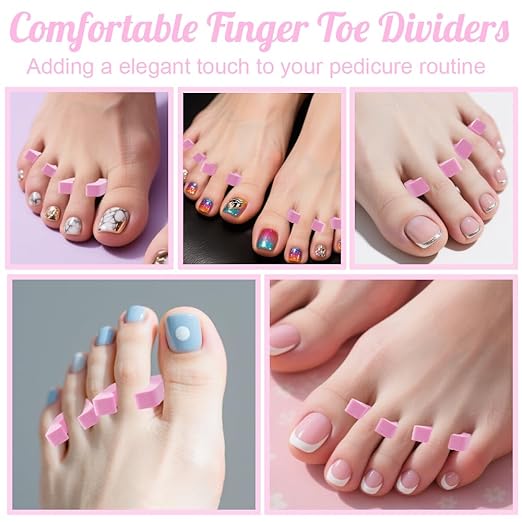 1000 Pcs Reusable Toe Separators for Pedicure, Sponge Toe Separators for Women Pedicure, Soft Foam Toe Dividers for Nail Polish (Pink)