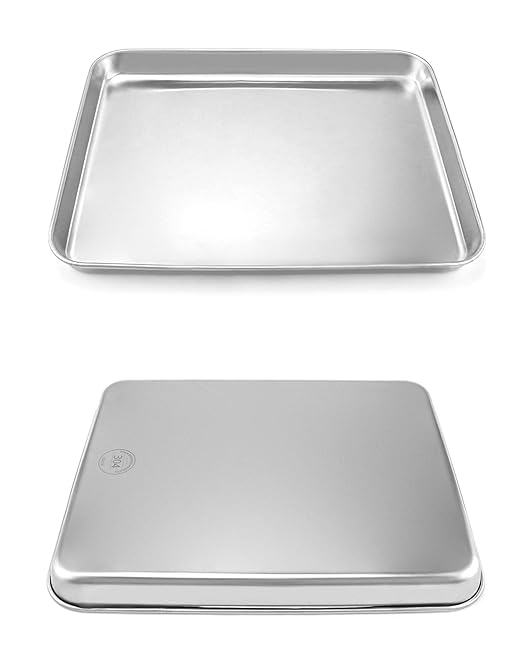 QWORK Stainless Steel Surgical Tray, for Medical Instruments, Tattoo, Surgical Supplies,12 3/16 x 9 7/16 x 1 inch, 2 Pack