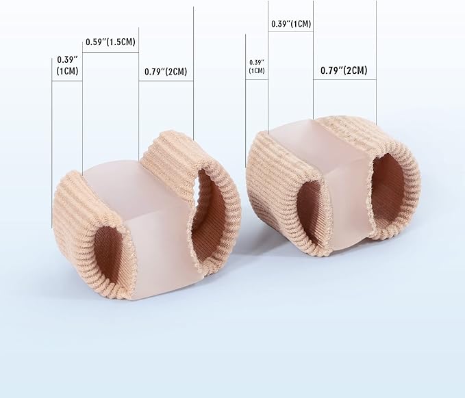 4 PCS Toe Spacers Separators, Wicking& Breathable Fabric Bunion Corrector with Gel Lining for Bunion Pain Relief and Overlapping Toe, Gel Bunion Corrector with Double Loops