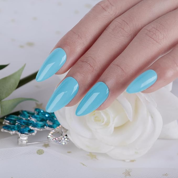 Imtiti Light Blue Gel Nail Polish, 1 Pcs 0.5 fl oz Light Sky Blue gel nail polish Color Soak Off Gel Polish Nail Art Manicure Salon DIY Nail Lamp Gel Nail Design Christmas Decoration