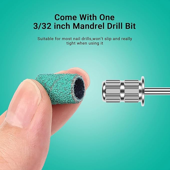 MelodySusie 100 Pcs Nail Drill Bits Sanding Bands for Nail Drill 180 Fine Grit Nail File Sanding Bands for Acrylic Nails Gel Manicures and Pedicure