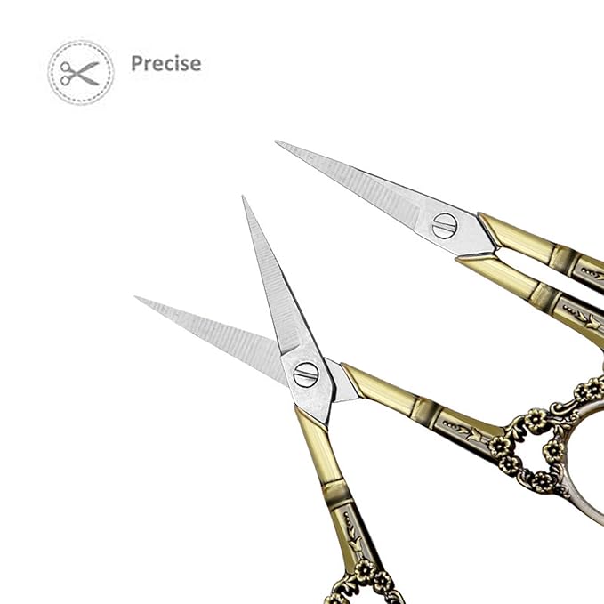 Professional Manicure Scissors, EBANKU Vintage Stainless Steel Cuticle Precision Beauty Grooming for Nail, Facial Hair, Eyebrow, Eyelash, Nose Hair (Bronze)
