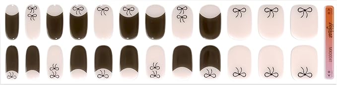 Semi Cured Gel Nail Strips - Trendy Nail Polish Wraps Works with Any UV Lamp - Long Lasting Easy Salon Manicure - 24pcs with 2 Prep Pads, Nail File & Cuticle Stick (Knot Yours)
