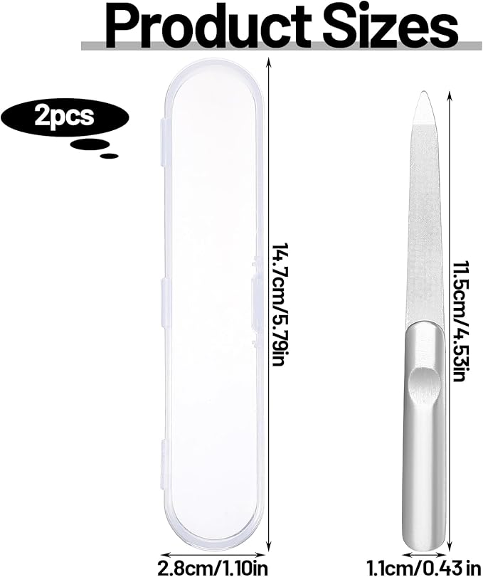 Stainless Steel Diamond Nail File,Double Sided Metal Fingernail Files for Women for Natural Nails Manicure Pedicure