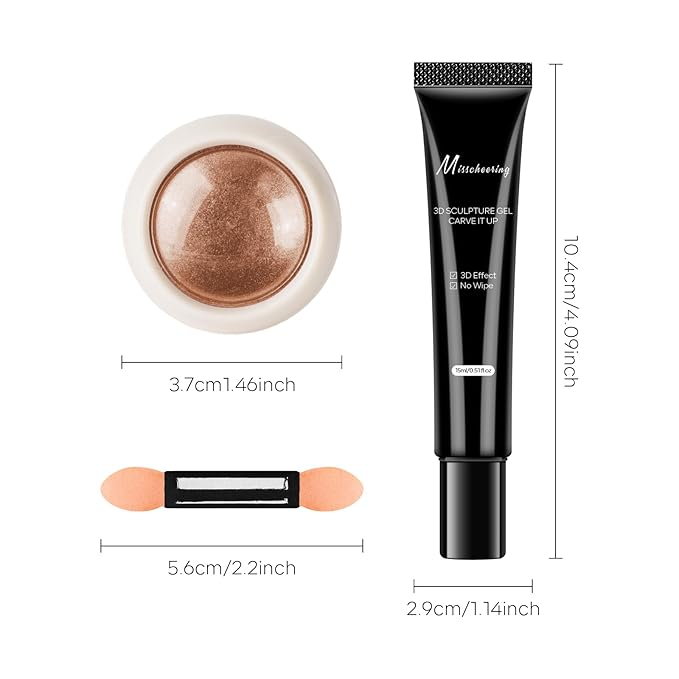 6PCS Chrome Nail Powder with 15ml 3D Nail Gel, Gold Sliver Rose Gold Champagne Rubbing Dust, Metallic Mirror Pigment Powder and Non-Sticky Sculpting Gel for DIY Nails Designs-A