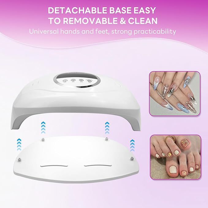 320W UV LED Nail Lamp, Professional UV Nail Dryer Light with 84Pcs LED Beads, Fast Gel Curing 4 Timer Setting Auto Sensor, Portable Handle Gel Polish for Salon and Home Nail Art Tools