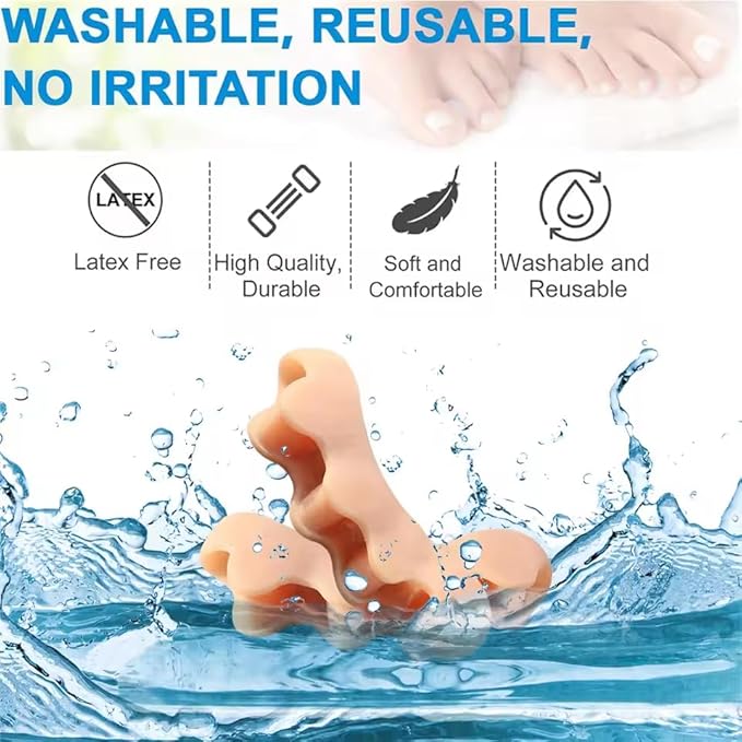 2 Pcs Toe Separators for Women & Men - Silicone Children Newborn Adult Toe Spacers for Overlapping Toes, Bunions, Hammer Toe, Toe Straightener for Foot Pain Relief ([3 months - 4 years old] Skin)