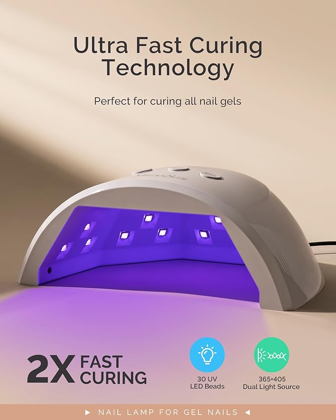 MelodySusie UV Nail Lamp, Plus30F UV Light, LED Dryer with 3 Timer, Smart Sensor, LCD Display Fast Curing Gel Nail Polish and Art Tools Manicure Accessories, White
