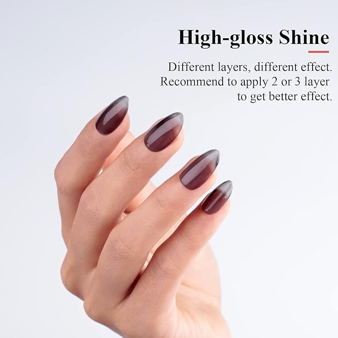 Imtiti Jelly Gel Nail Polish, 1 Pcs 0.5 Fl Oz Black Jelly Gel Polish Soak Off LED U V Nail Gel Polish Sheer Translucent Gel Nail Polish DIY Nail Art Starter Manicure Salon Gel Nail Kit for Women Girls
