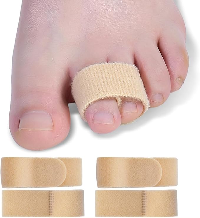 Medical-all Toe Separators for Overlapping Toes, Bunions, Big Toe Alignment, Corrector and Spacer, Reusable Fabric Buddy Wraps for Broken Toes, Hammertoe Straightener (BEIGE)