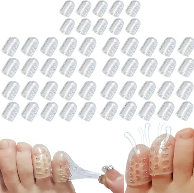 Silicone Anti-Friction Toe Protector, Gel Toe Protectors Breathable Toe Covers, Silicone Little Toe Sleeves Gel Toe Protectors Women with Airflow Orifice Breathable Toe Separators (50pcs)