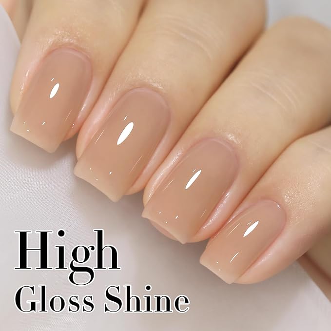 Double Rhythm Gel Polish 15ML Jelly Sheer Pastel Light Milky Color Pearl White Bottle 1 PC 0.5 OZ Full Size Nail Art Salon at Home (Translucent Tea-D1496)