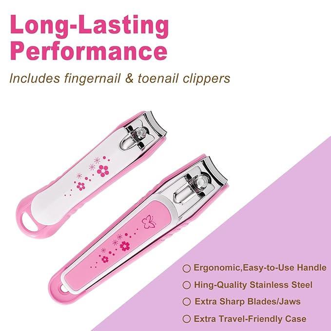 PAFASON Ultra Sharp Stainless Steel Nail Clipper Trimmer Cutter Set with Built-in Nail Catcher & Nail File 2 Pack Fingernail & Toenail Clippers for Men & Women