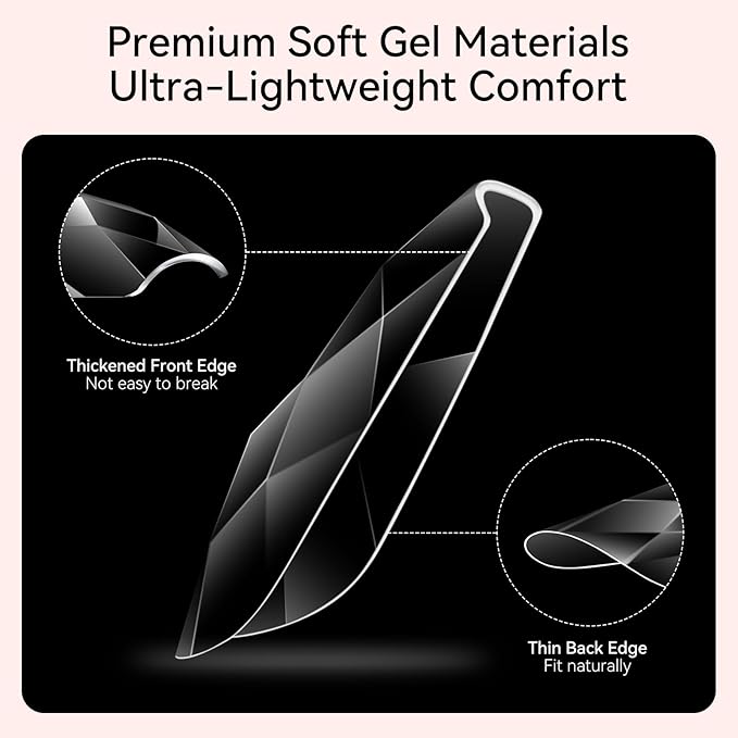Makartt Medium Coffin Soft Gel Nail Tips: 120pcs 3D Diamond-Shaped Fake Nails Extension, 12 Sizes Full Cover Clear Press-On Tip, Natural Rhombus Lattice, Suit for Chrome Nail Powder