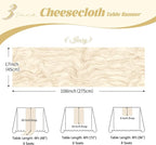 3 Pack Ivory Cheesecloth Table Runner, 17 x 108 inch, Semi Sheer Boho Cheese - Image 3