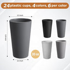 24 Pcs Unbreakable Plastic Cups Set, 20 oz Reusable Plastic Cups, Stackable - Image 2
