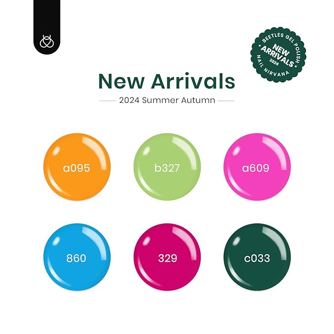 beetles Gel Polish Set - Halloween Gel Nail Polish, 6 Color Hot Pink Green Blue Orange Rainbow Boundless Energy Collection Holiday Nail Art Design Soak Off Uv LED Manicure DIY Home