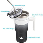 Konokyo 20 oz Tumbler with Handle and Straw, Insulated Travel Mug | Day Night; - Image 2