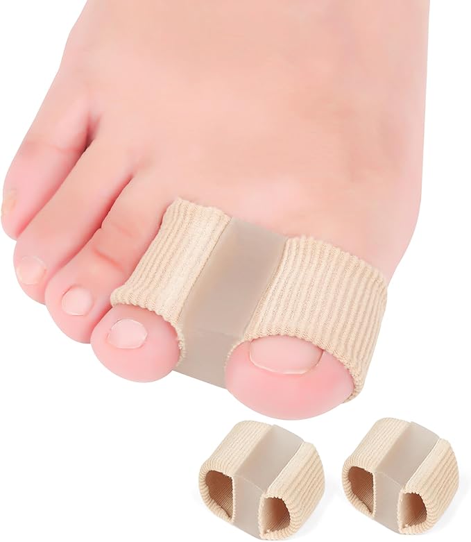 FOYOLO 2PCS Gel Toe Separators Bunion Corrector with 2 Loops be Made of Elastic Fabric Material Toe Corrector for Big Toe,Toe Spacers Suitable for Hallux valgus,Foot Pain,Corns (S)