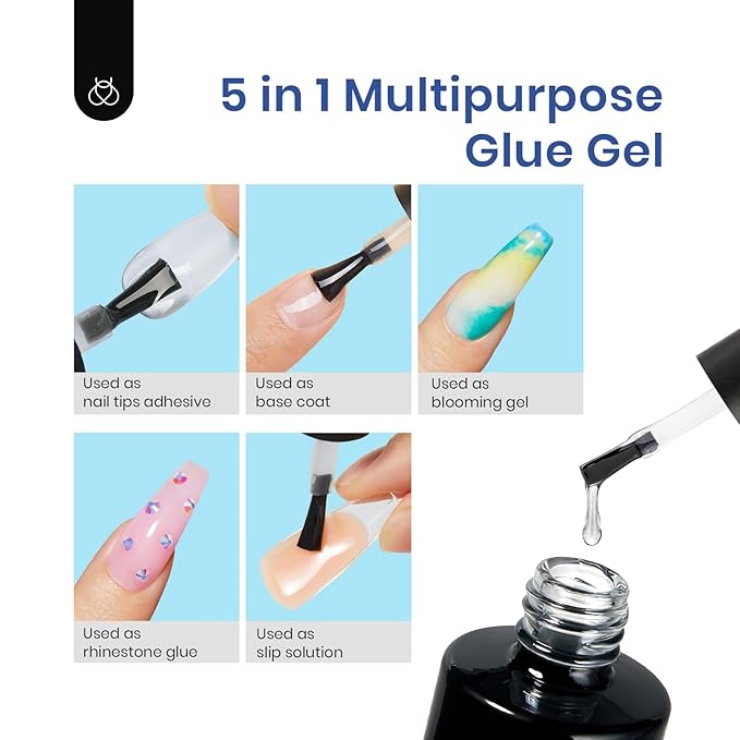 Beetles Gel Nail Kit Easy Extension Set With 500Pcs Medium Coffin Shaped Tips 5 in 1 Nail Glue Base Gel and Innovative Led Lamp Easy Funny Diy False Tips Art at Home Day Gifts for Her