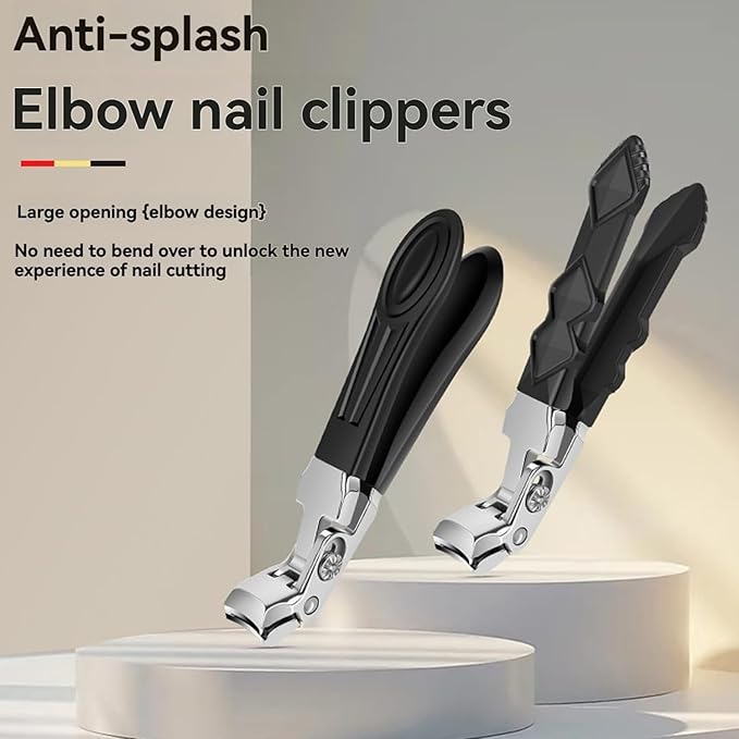 Goredny Orthoclip Nail Clippers for Thick Toenails, Toenail Clippers for Thick Toenails, Wide Jaw Opening 180° Slanted Nails Clippers with Anti-Slip Grip, Edgy Nails Clippers Cutters