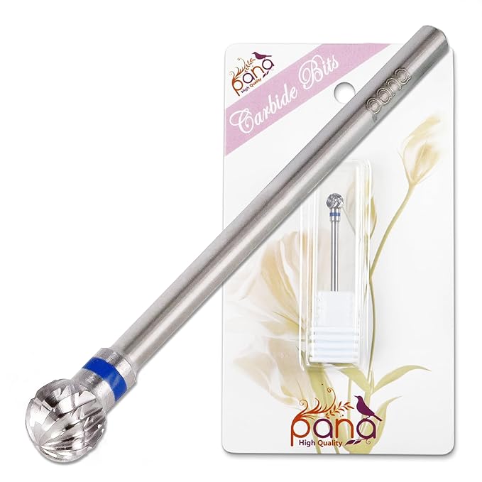 PANA 3/32" Carbide Cuticle Nail Drill Bit for Cuticle Cleaning, Dead Skin Removal, Gel Polish & Acrylic Removal, Under Nail Cleaner, Nail Salon, Manicure Tools (Large Ball Head - Silver, Medium)