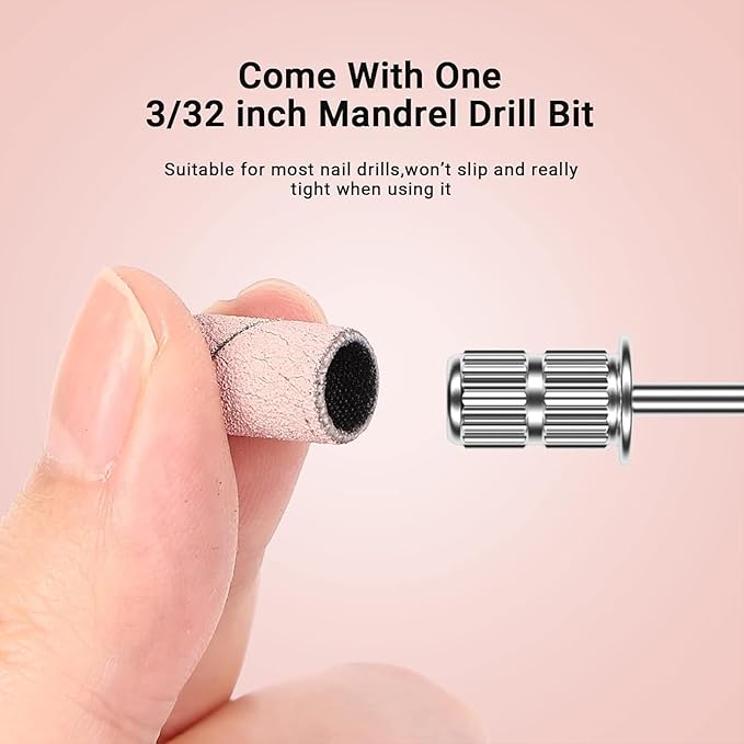 MelodySusie 100 Pcs Nail Drill Bits Sanding Bands for Nail Drill 240 Extreme Fine Grit Nail File Sanding Bands for Acrylic Nails Gel Manicures and Pedicure